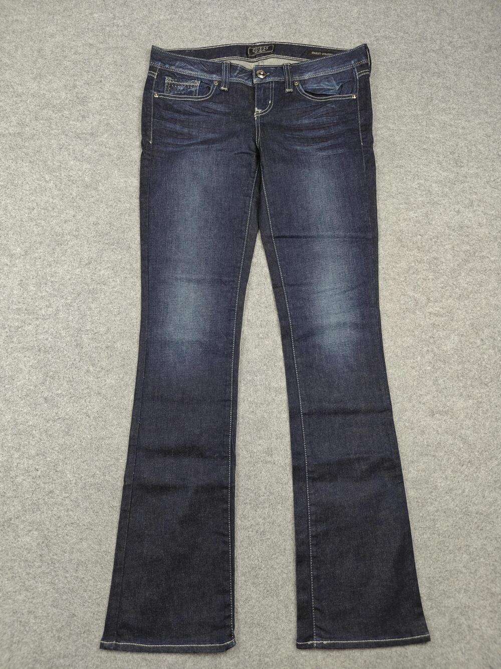 GUESS Starlet Straight Jeans Womens 28 Blue Dark Wash Studded Back Pockets